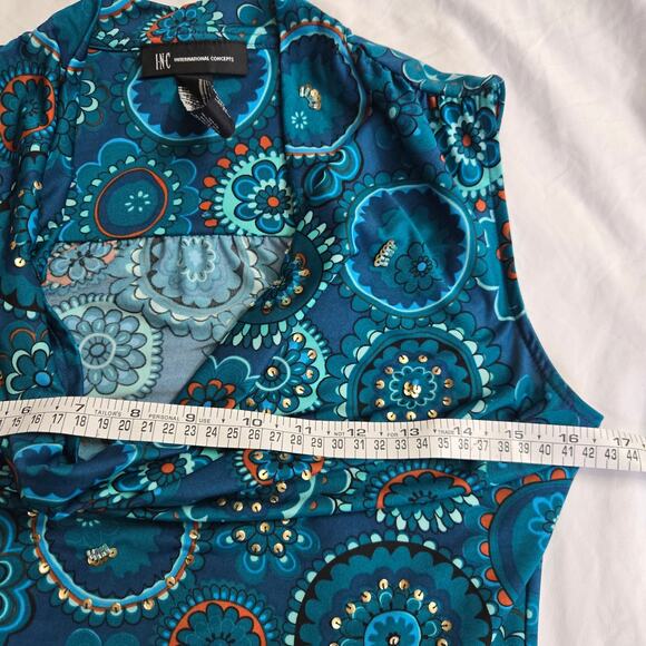 INC Women Y2K Fairy Boho Beaded Sequins Going Out Paisley Cowl Neck Tank Top XS - Picture 10 of 11